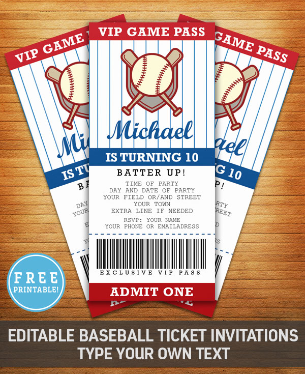 Baseball Ticket Invitation Template