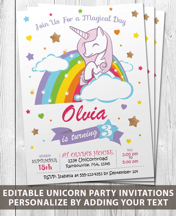 Create a Custom Unicorn Party Invitation - Free Printable - M. Gulin ...